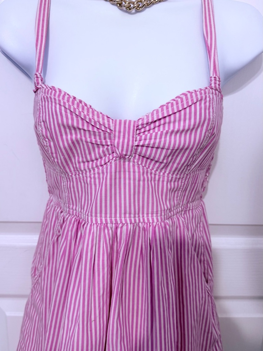 Abercrombie & Fitch Pink and White Striped Mini Sundress - Picture 2 of 6